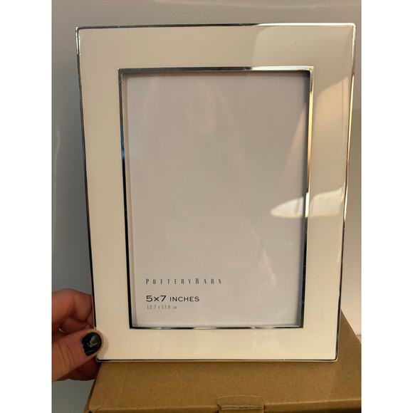 New Pottery Barn White Chrome Enameled Picture Frame 5x7 5” x 7”
Photo - Picture 4 of 6